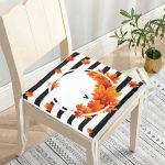 Beyaz Zemin Üzerinde Sonbahar Yaprak Desenli Dijital Baskılı Modern Fermuarlı Sandalye Minderi Realhomes