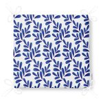 Beyaz Zemin Üzerinde Mavi Yaprak Desenli Dijital Baskılı Modern Fermuarlı Sandalye Minderi Realhomes