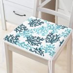 Beyaz Zemin Üzerinde Renkli Deniz Otu Desenli Dijital Baskılı Modern Fermuarlı Sandalye Minderi Realhomes