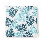 Beyaz Zemin Üzerinde Renkli Deniz Otu Desenli Dijital Baskılı Modern Fermuarlı Sandalye Minderi Realhomes