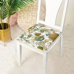 Beyaz Zemin Üzerinde Sonbahar Yaprak Desenli Dijital Baskılı Modern Fermuarlı Sandalye Minderi Realhomes