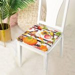 Beyaz Zemin Üzerinde Siyah Çizgili Bal Kabağı Desenli Dijital Baskılı Modern Fermuarlı Sandalye Minderi Realhomes