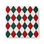 Beyaz Zemin Üzerinde Bordo Ve Yeşil Ekose Desenli Dijital Baskılı Modern Fermuarlı Sandalye Minderi Realhomes