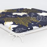 Renkli Zemin Üzerinde Gold Detaylı Yaprak Desenli Dijital Baskılı Modern Fermuarlı Sandalye Minderi Realhomes