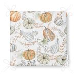 Beyaz Zemin Üzerinde Balkabağı Desenli Dijital Baskılı Modern Fermuarlı Sandalye Minderi Realhomes