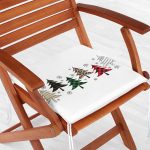 Beyaz Zemin Üzerinde Ekoseli Çam Ağacı Desenli Dijital Baskılı Modern Fermuarlı Sandalye Minderi Realhomes