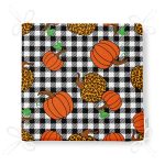 Siyah Beyaz Ekose Üzerinde Renkli Balkabağı Desenli Dijital Baskılı Modern Fermuarlı Sandalye Minderi Realhomes