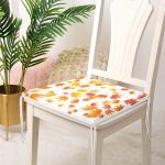 Beyaz Zemin Üzerinde Sonbahar Yaprak Desenli Dijital Baskılı Modern Fermuarlı Sandalye Minderi Realhomes