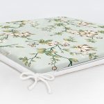 Renkli Zemin Üzerinde Yeşil Yapraklı Çiçek Desenli Dijital Baskılı Modern Fermuarlı Sandalye Minderi Realhomes