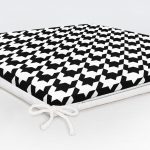Beyaz Zemin Üzerinde Siyah Ekose Desenli Dijital Baskılı Modern Fermuarlı Sandalye Minderi Realhomes