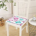 Beyaz Zemin Üzerinde Renkli Yaprak Desenli Dijital Baskılı Modern Fermuarlı Sandalye Minderi Realhomes