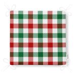 Beyaz Zemin Üzerinde Bordo Ve Yeşil Ekose Desenli Dijital Baskılı Modern Fermuarlı Sandalye Minderi Realhomes