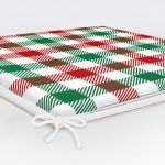 Beyaz Zemin Üzerinde Bordo Ve Yeşil Ekose Desenli Dijital Baskılı Modern Fermuarlı Sandalye Minderi Realhomes