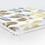 Beyaz Zemin Üzerinde Renkli Yaprak Desenli Dijital Baskılı Modern Fermuarlı Sandalye Minderi Realhomes