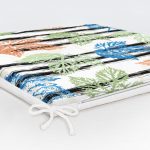 Beyaz Zemin Üzerinde Renkli Yaprak Desenli Dijital Baskılı Modern Fermuarlı Sandalye Minderi Realhomes