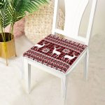 Kırmızı Ekose Desenli Geyik Motifli Dijital Baskılı Modern Fermuarlı Sandalye Minderi Realhomes