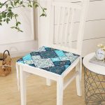 Renkli Zemin Üzerinde Geometrik Desenli Dijital Baskılı Modern Fermuarlı Sandalye Minderi Realhomes