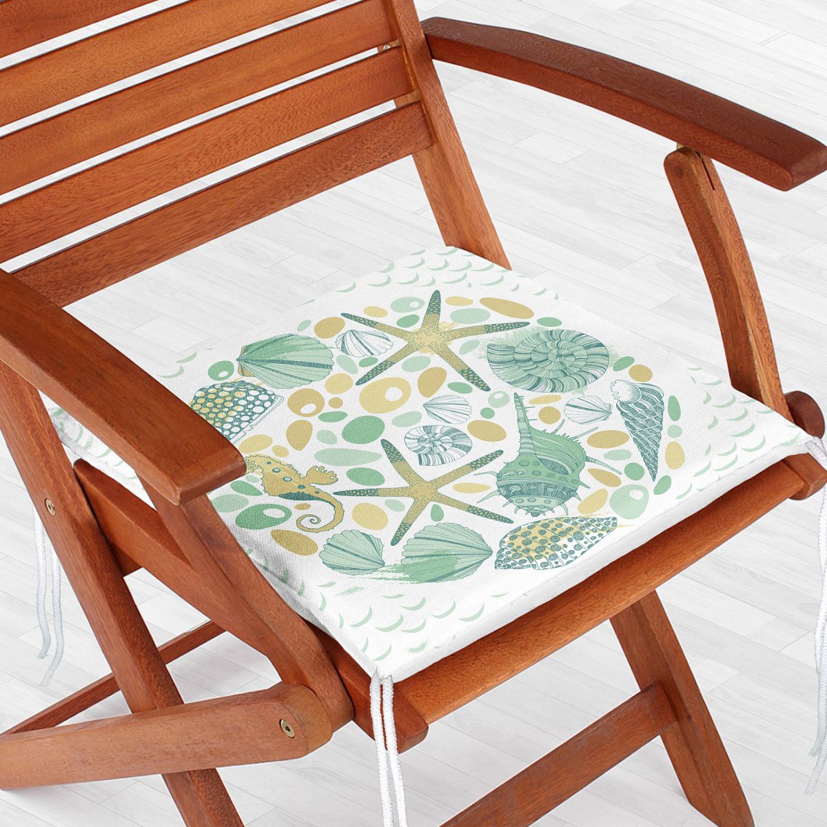 Beyaz Zemin Üzerinde Deniz Yıldızı Desenli Dijital Baskılı Modern Fermuarlı Sandalye Minderi Realhomes