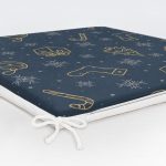 Renkli Zeminde Gold Detaylı Yılbaşı Çorabı Desenli Dijital Baskılı Modern Fermuarlı Sandalye Minderi Realhomes