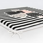 Renkli Zemin Üzerinde Siyah Çizgili Kaktüs Desenli Dijital Baskılı Modern Fermuarlı Sandalye Minderi Realhomes