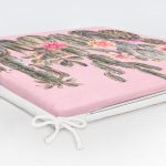 Renkli Zemin Üzerinde Kaktüs Desenli Dijital Baskılı Modern Fermuarlı Sandalye Minderi Realhomes