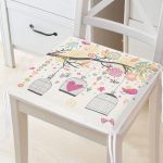 Çiçek Dalında Kuş Dijital Baskılı Modern Fermuarlı Sandalye Minderi Realhomes