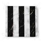 Mermer Zeminli Siyah Çizgili Dijital Baskılı Modern Fermuarlı Sandalye Minderi Realhomes