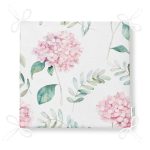 Beyaz Zeminli Yeşil Yapraklı Ortanca Çiçek Dijital Baskılı Modern Fermuarlı Sandalye Minderi Realhomes