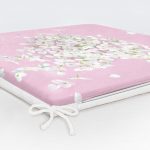 Renkli Zeminli Kalp Desenli Ortanca Çiçek Dijital Baskılı Modern Fermuarlı Sandalye Minderi Realhomes