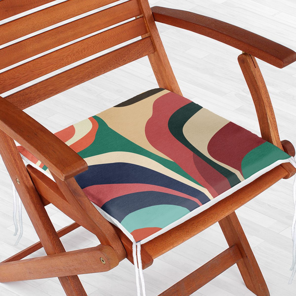 Abstract Renkli Figürlü Özel Tasarım Dijital Baskılı Modern Fermuarlı Sandalye Minderi Realhomes