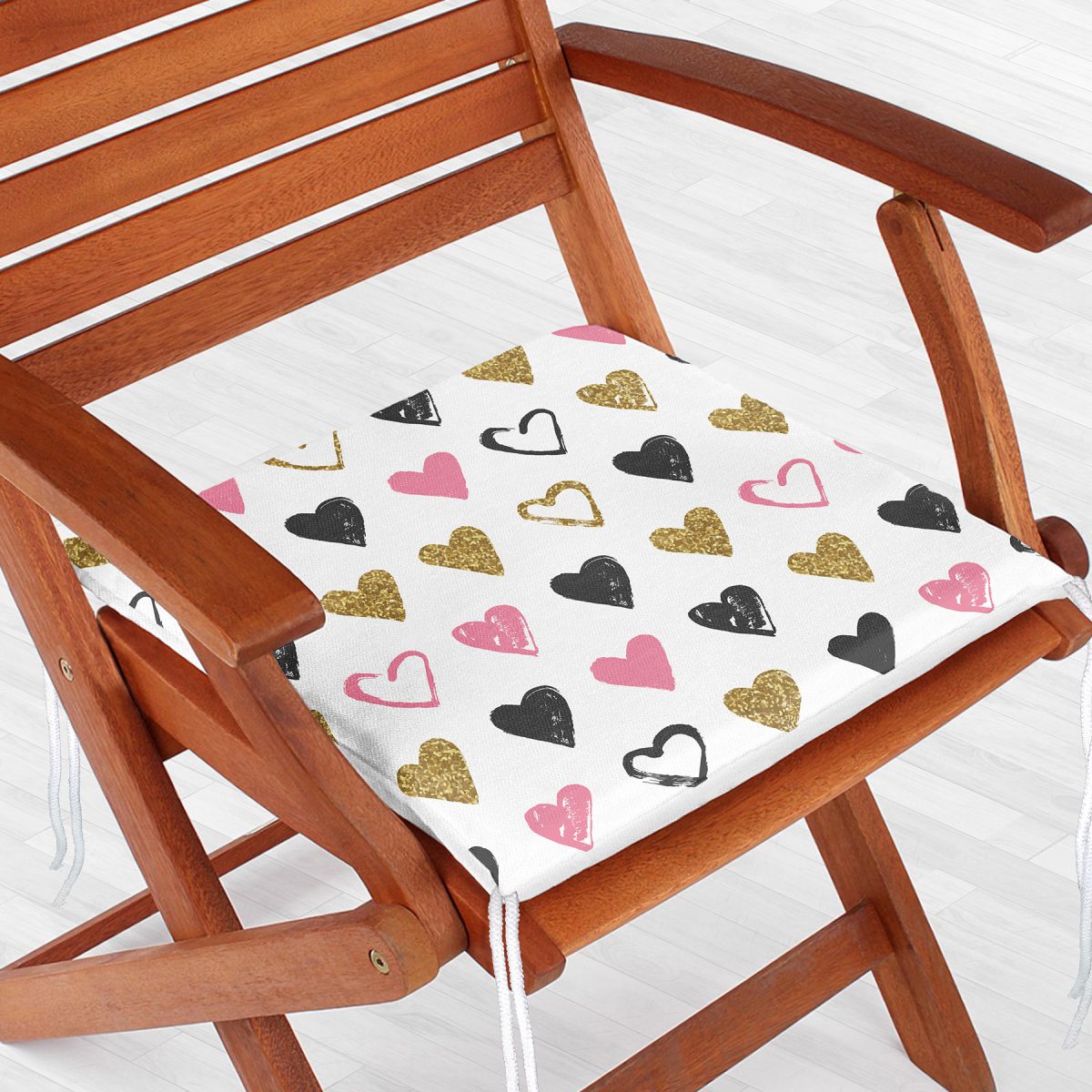 Sevgililer Günü Temalı Özel Tasarım Dijital Baskılı Modern Fermuarlı Sandalye Minderi Realhomes