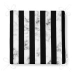 Mermer ve Siyah Çizgili Dijital Baskılı Fermuarlı Sandalye Minderi Realhomes