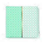 Mint Yeşili & Beyaz Ogea Desenli Dijital Baskılı Modern Fermuarlı Sandalye Minderi Realhomes