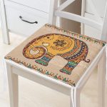 Etnik Figürlü Fil Desenli Dijital Baskılı Fermuarlı Sandalye Minderi Realhomes