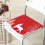 Kırmızı Yılbaşı Temalı Yeyik Tasarımlı Fermuarlı Sandalye Minderi Realhomes