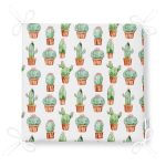 Küçük küçük Kaktüs Çizimleri Dijital Baskılı Fermuarlı Sandalye Minderi Realhomes