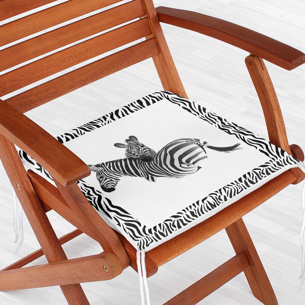 Zebra Çerçeveli Zebra Desenli Dijital Baskılı Fermuarlı Sandalye Minderi Realhomes