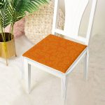 Turuncu Zeminli Papatya Motifli Fermuarlı Sandalye Minderi Realhomes