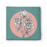 Turkuaz Pudra Zeminli Gül Motifli Fermuarlı Sandalye Minderi Realhomes