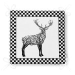 Dama Çerçeveli Ağaç Tasarımlı Geyik Çizimli Fermuarlı Sandalye Minderi Realhomes