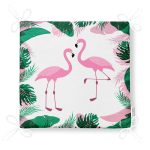 Tropik Yaprak Flamingo Özel Tasarımlı Dijital Baskılı Fermuarlı Sandalye Minderi Realhomes