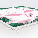 Tropik Yaprak Flamingo Özel Tasarımlı Dijital Baskılı Fermuarlı Sandalye Minderi Realhomes