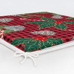 Ekose Zeminli Yılbaşı Temalı Dijital Baskılı Modern Fermuarlı Sandalye Minderi Realhomes