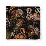 Koyu Zeminli Flamingo Ananas Motifli Fermuarlı Sandalye Minderi Realhomes