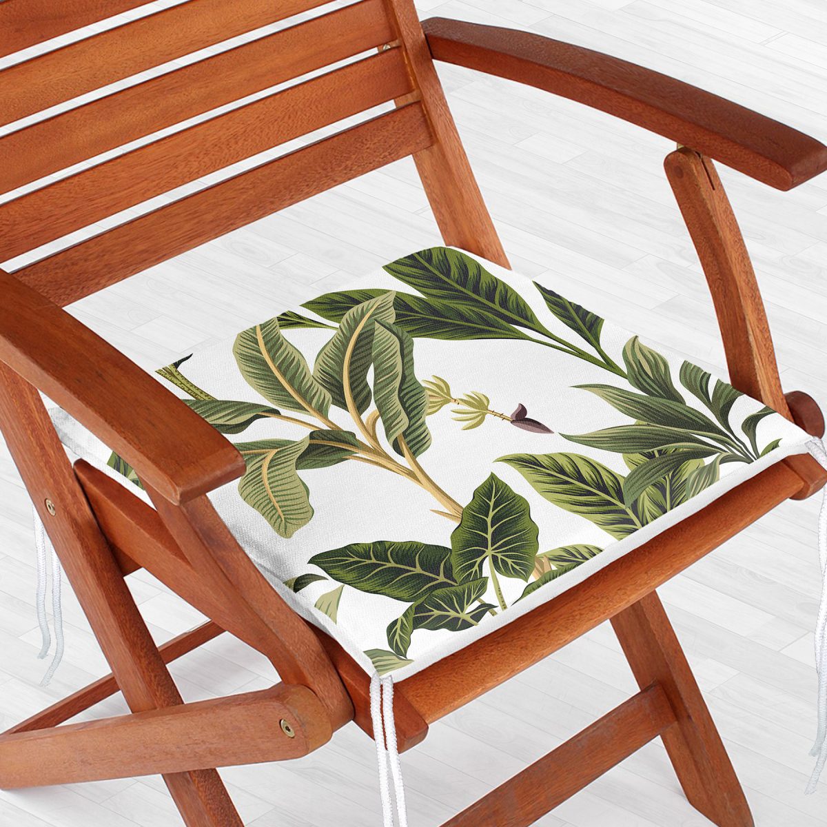 Yeşil Tropik Yaprak Motifli Modern Fermuarlı Sandalye Minderi Realhomes