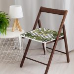 Çizgili Zemin Tropik Yaprak Motifli Modern Fermuarlı Sandalye Minderi Realhomes