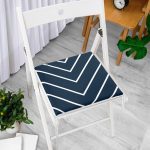 Lacivert Beyaz Çizgili Tasarım Fermuarlı Sandalye Minderi Realhomes