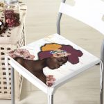 Gül Tasarımlı Siyahi Kadın Motifli Modern Fermuarlı Sandalye Minderi Realhomes