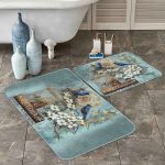 Yılbaşı Temalı Kanaviçe Motifli Geyik Özel Tasarım 2'li Kaymaz Tabanlı Banyo & Mutfak Paspas Takımı Realhomes