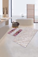 - PaspasTakimi-2li-Set100-Gorsel - Realhomes  Mermer Motifli Mor Mermer Detaylı 2'li Kaymaz Tabanlı Banyo & Mutfak Paspas Takımı Realhomes